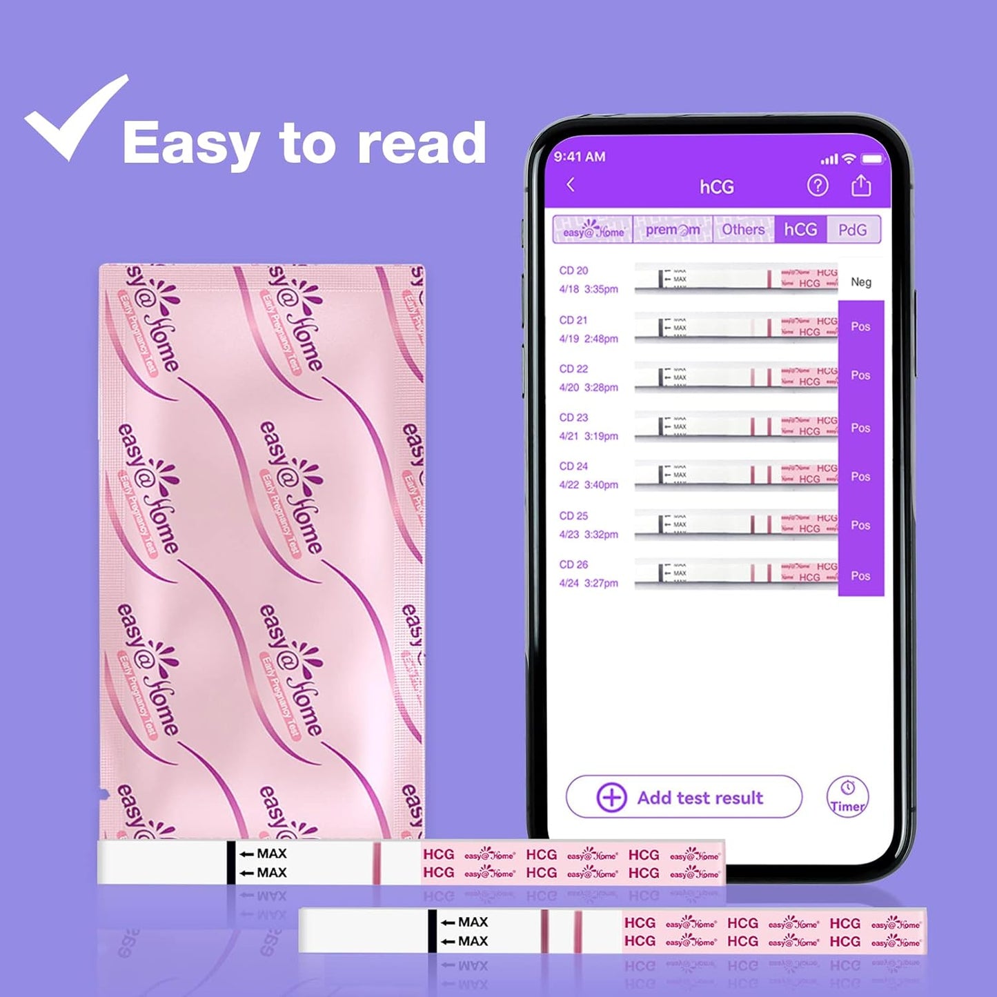 Pregnancy Test Kit Easy@Home Pregnancy Test Strips Kit: 50-Pack HCG Test Strips, Early Detection Home Pregnancy Test EZW1-S:50