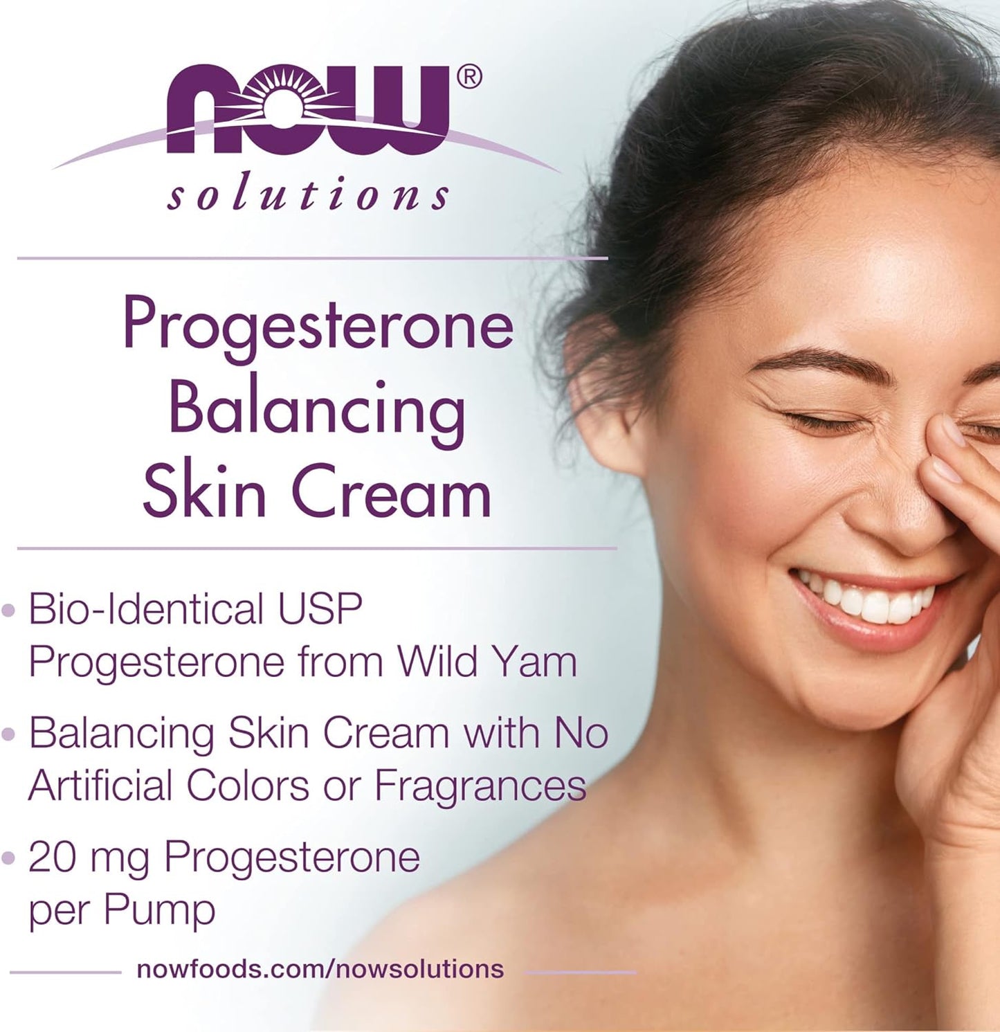 Natural Progesterone Balncing Skin Cream 85g NOW Solutions, Natural Progesterone Balncing Skin Cream 20 mg of Natural Progesterone Per Pump, Unscented3-Ounce