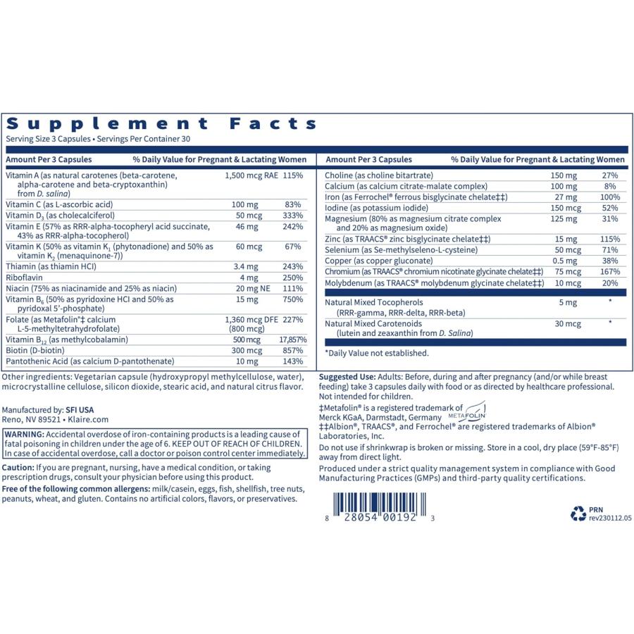 Prenatal & Nursing Formula Multivitamin and Multimineral Supplement - 90 Capsules