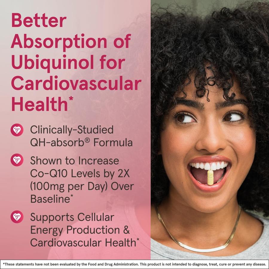 QH-Absorb 100 mg Max Absorption - CoQ10 Ubiquinol 60 Softgels