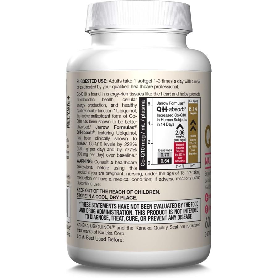 QH-Absorb 100 mg Max Absorption - CoQ10 Ubiquinol 60 Softgels