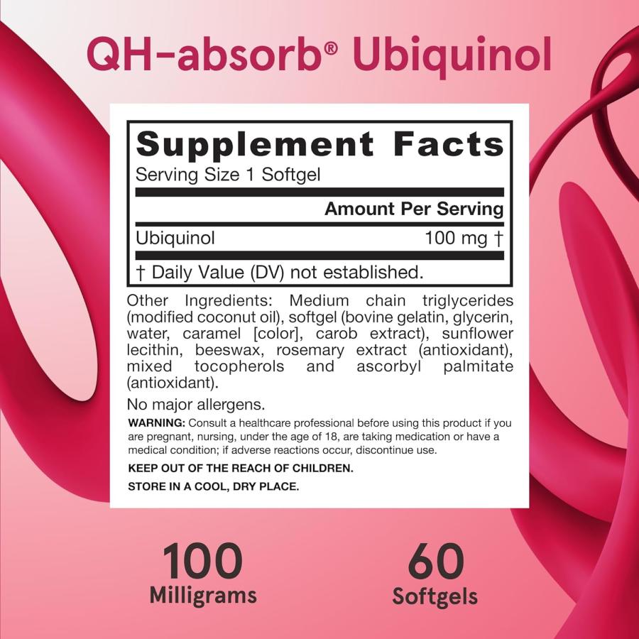 QH-Absorb 100 mg Max Absorption - CoQ10 Ubiquinol 60 Softgels